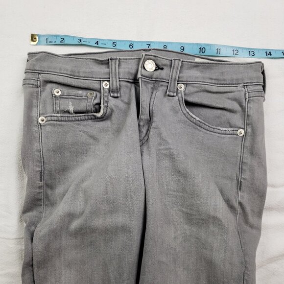 rag & bone Grey Skinny Jeans Size 27 Raw Hem Distressed Low Rise Grunge Denim - Picture 13 of 16